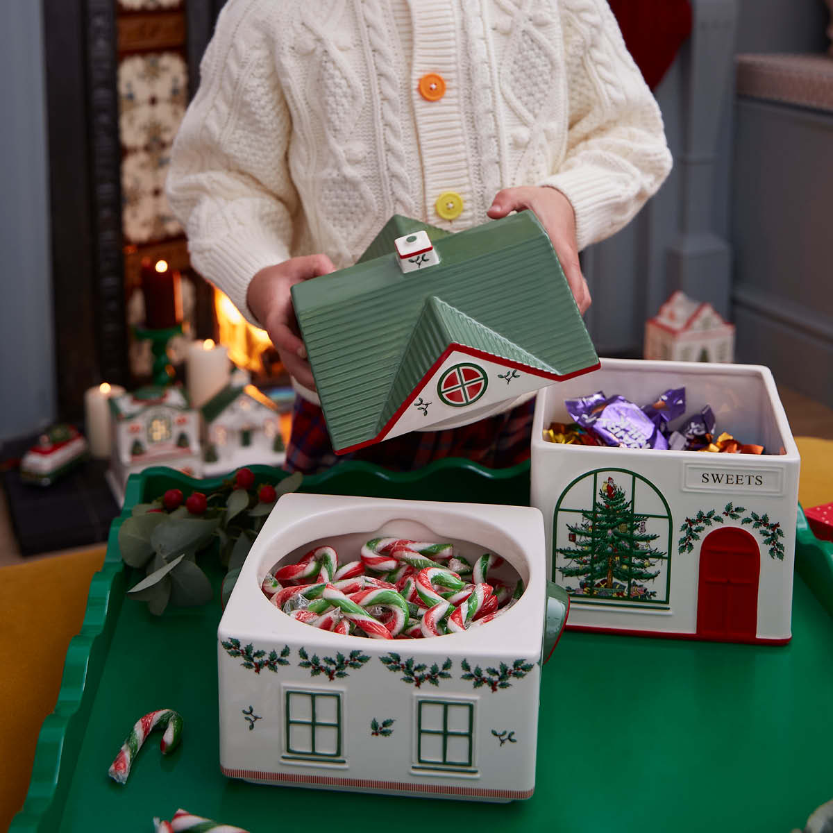 Christmas Tree Village Stacking Canister image number null